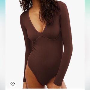 Brown knit long sleeve body suit